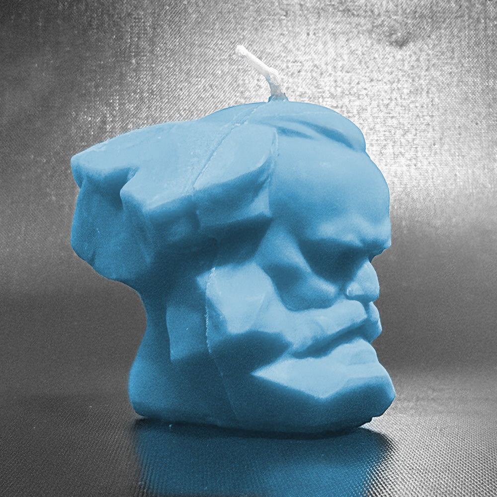 Karl-Marx-Kerze aus Sojawachs – verschiedene Farben - einzigartig, nachhaltig, Chemnitz pur