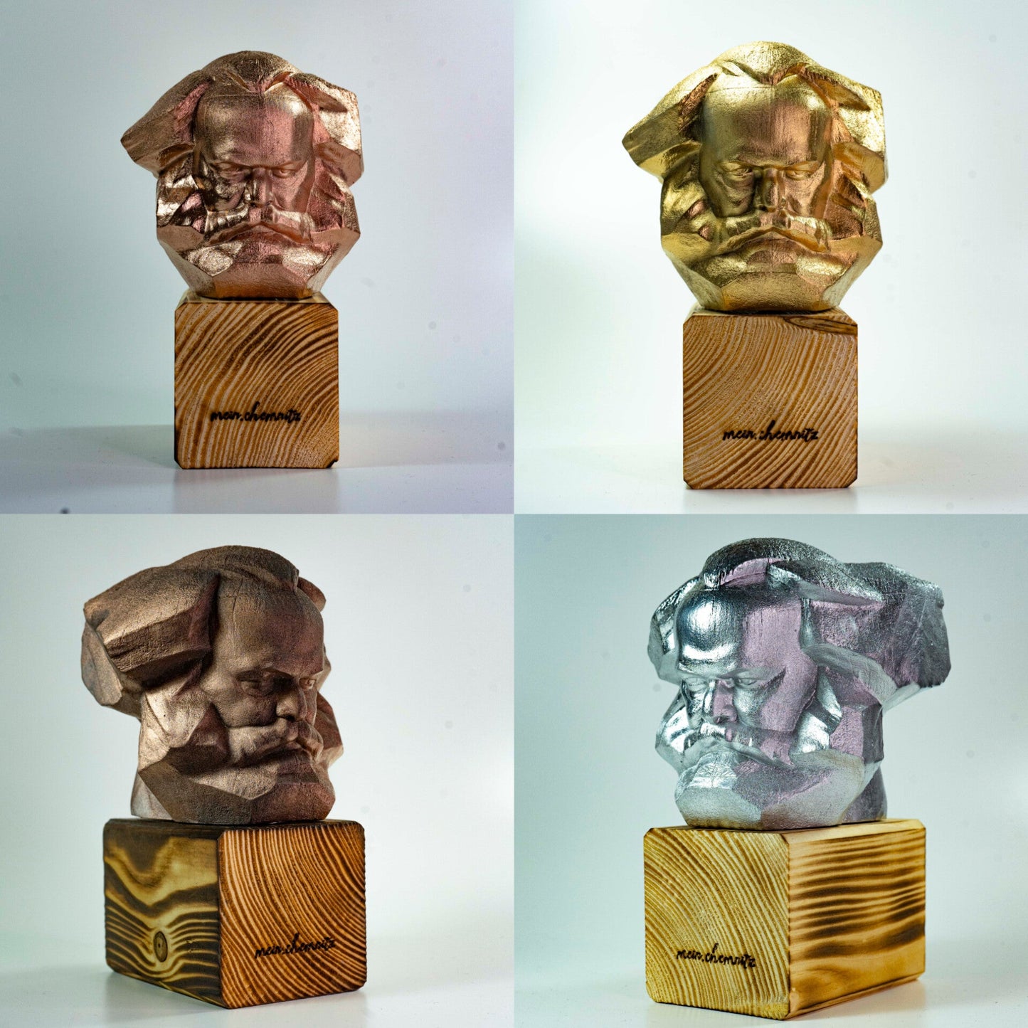 Statue Karl-Marx-Monument (groß) -  Mache Eindruck mit diesem originalgetreuen, handgefertigten großen Karli! Silber