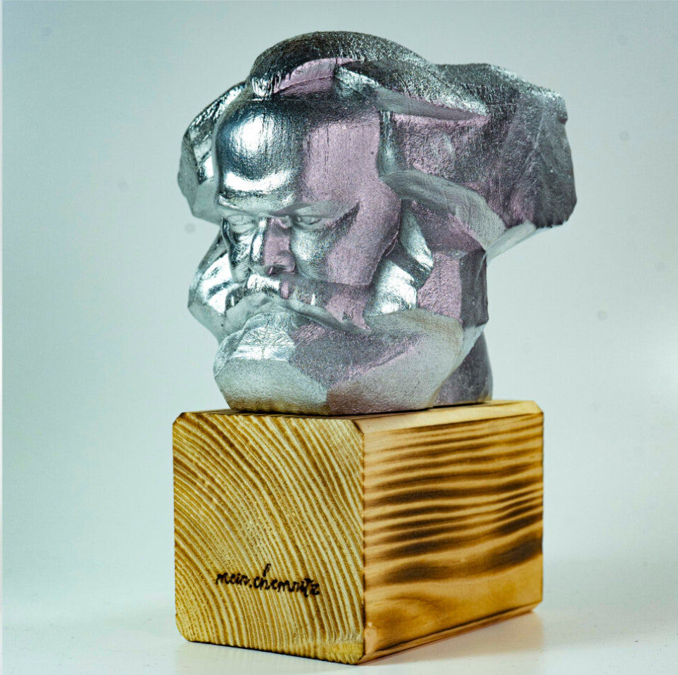Statue Karl-Marx-Monument (groß) -  Mache Eindruck mit diesem originalgetreuen, handgefertigten großen Karli! Silber